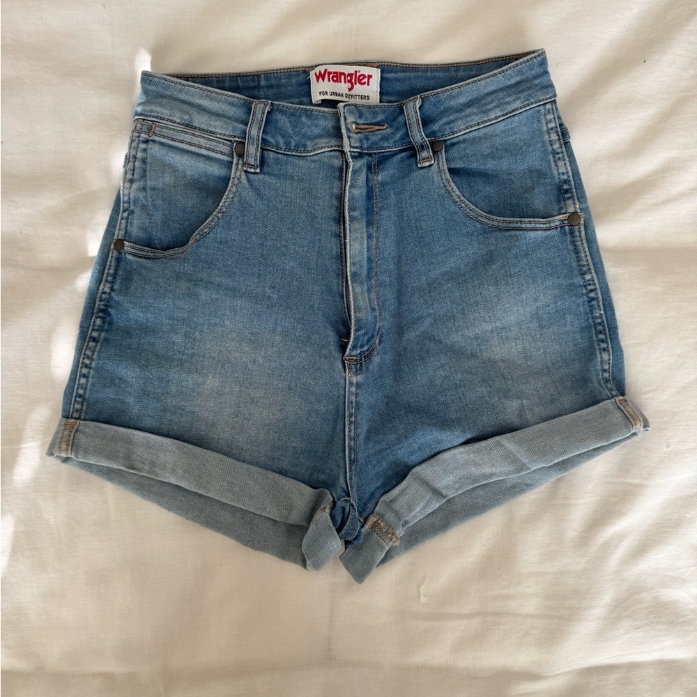 Wrangler Light Blue High-Waisted Cuffed Pin Up Denim Shorts Size S